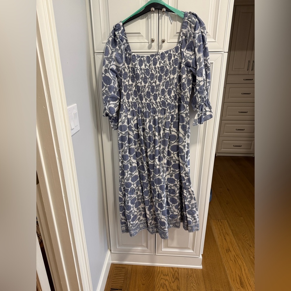 Victoria Dunn Blue and White Smocked Sundress